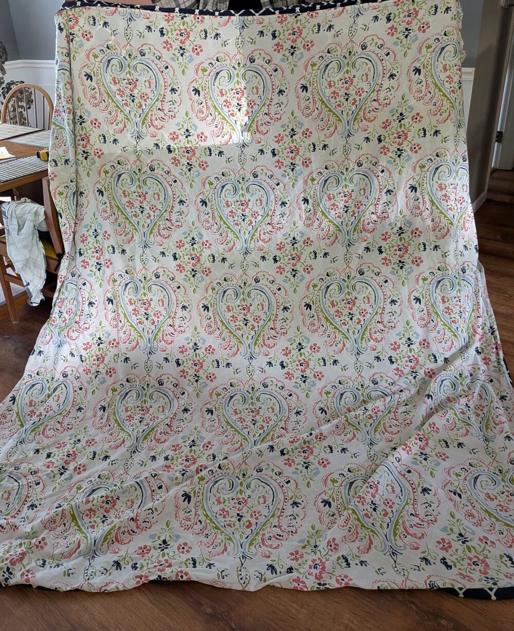 Hearts And Blue Check Reversible Duvet Cover 90 x 80